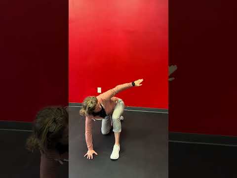 Video thumbnail: Dr. Ashli Linkhorn demonstrating a half-kneeling hip flexor stretch into a posterior hip stretch